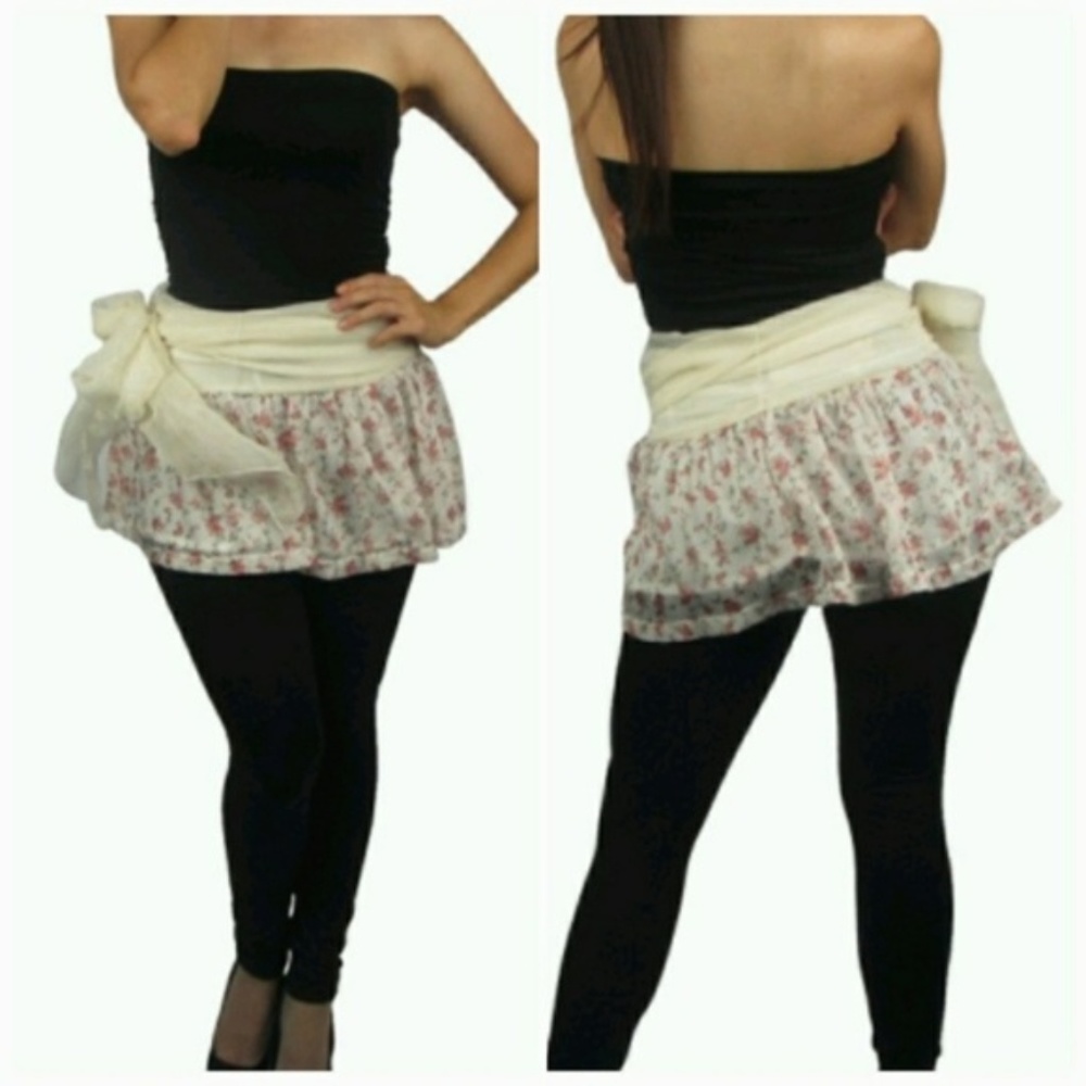 Floral Mini Skirt With Tie Sash